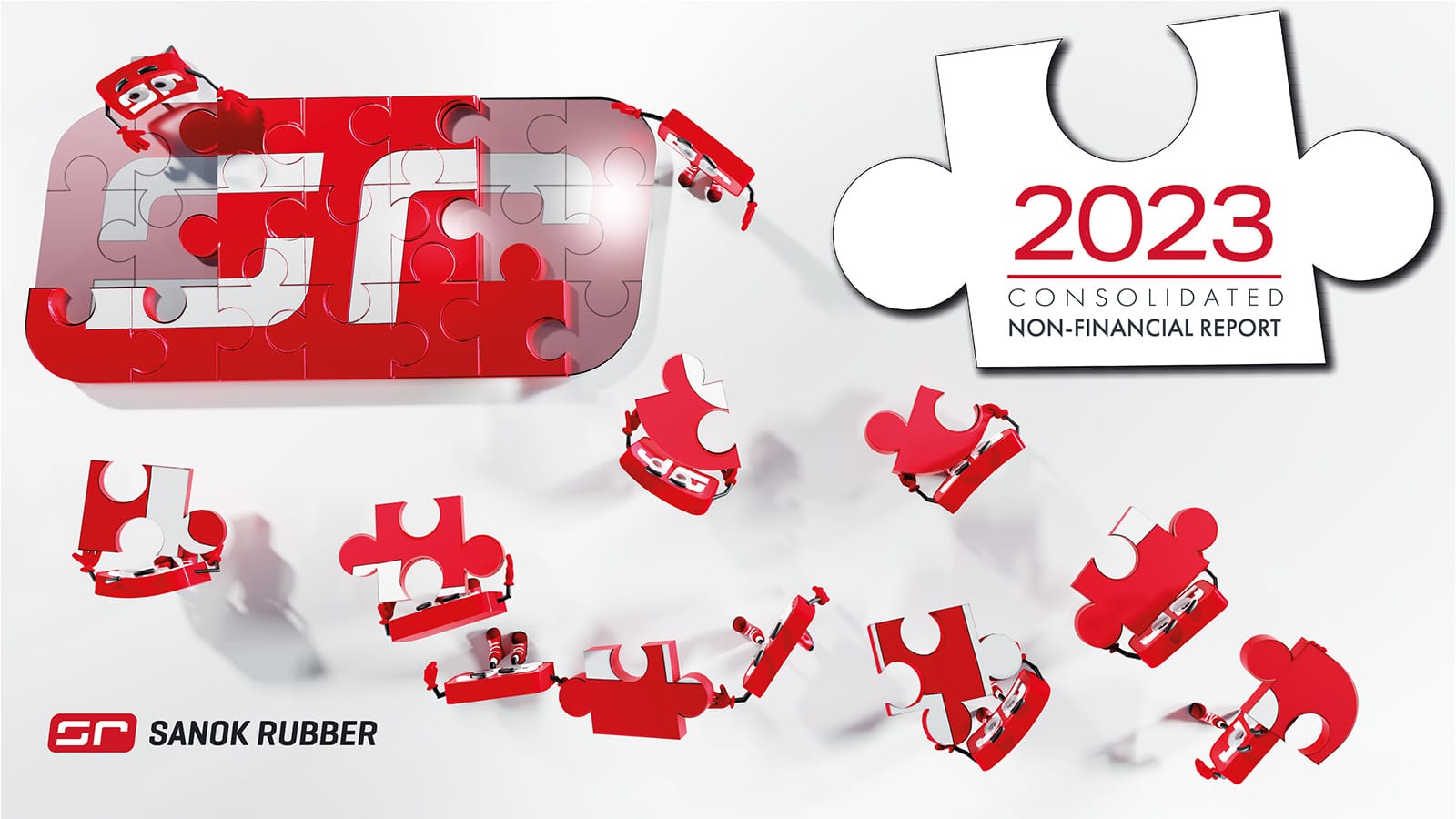 Non financial and sustainability report for 2023 by Sanok Rubber Group (graphic: Tomek Paszkiewicz)