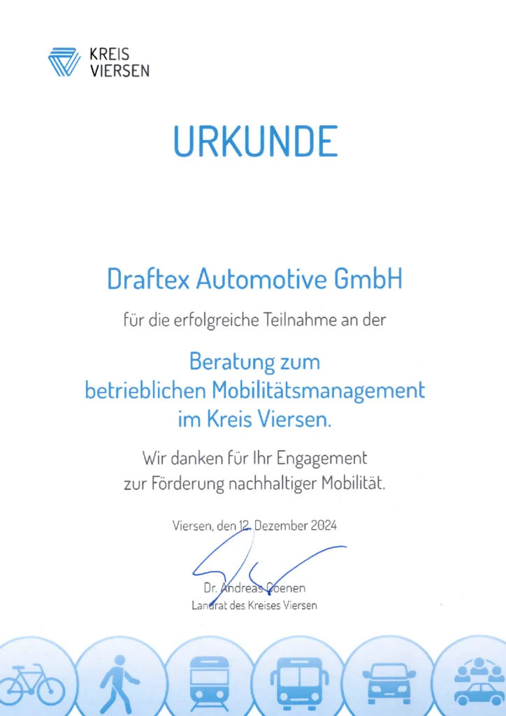 Region Viersen prize for Draftex Automotive GmbH