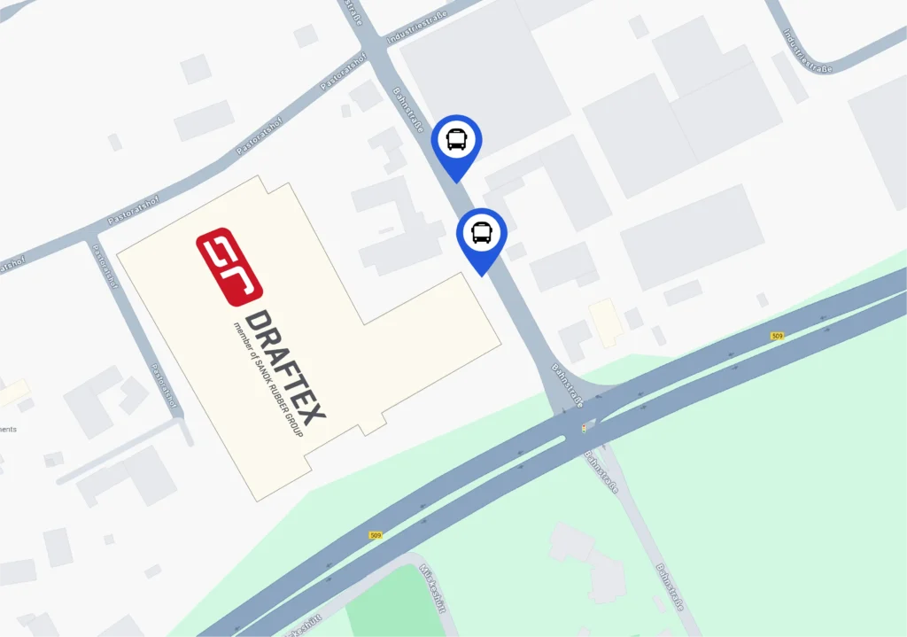 Draftex plant location, Bahnstrasse 29, Grefrath, Germany